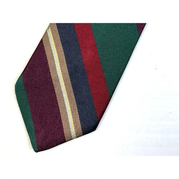 Striped Tie Barnett Bros Classic Burgundy Green Navy 3" W Business Preppy USA - Picture 6 of 9